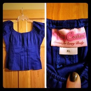 Royal Blue Peasant Pinup Top